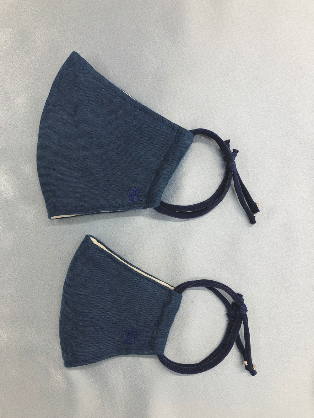 オーガニックコットン藍染マスク藍色